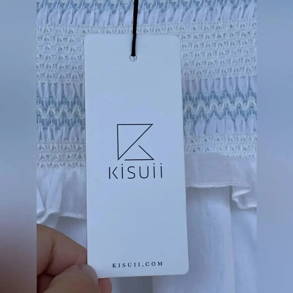 Kisuii Arcadia Smocked Off-Shoulder Cotton Short Dress small - Picture 8 of 11